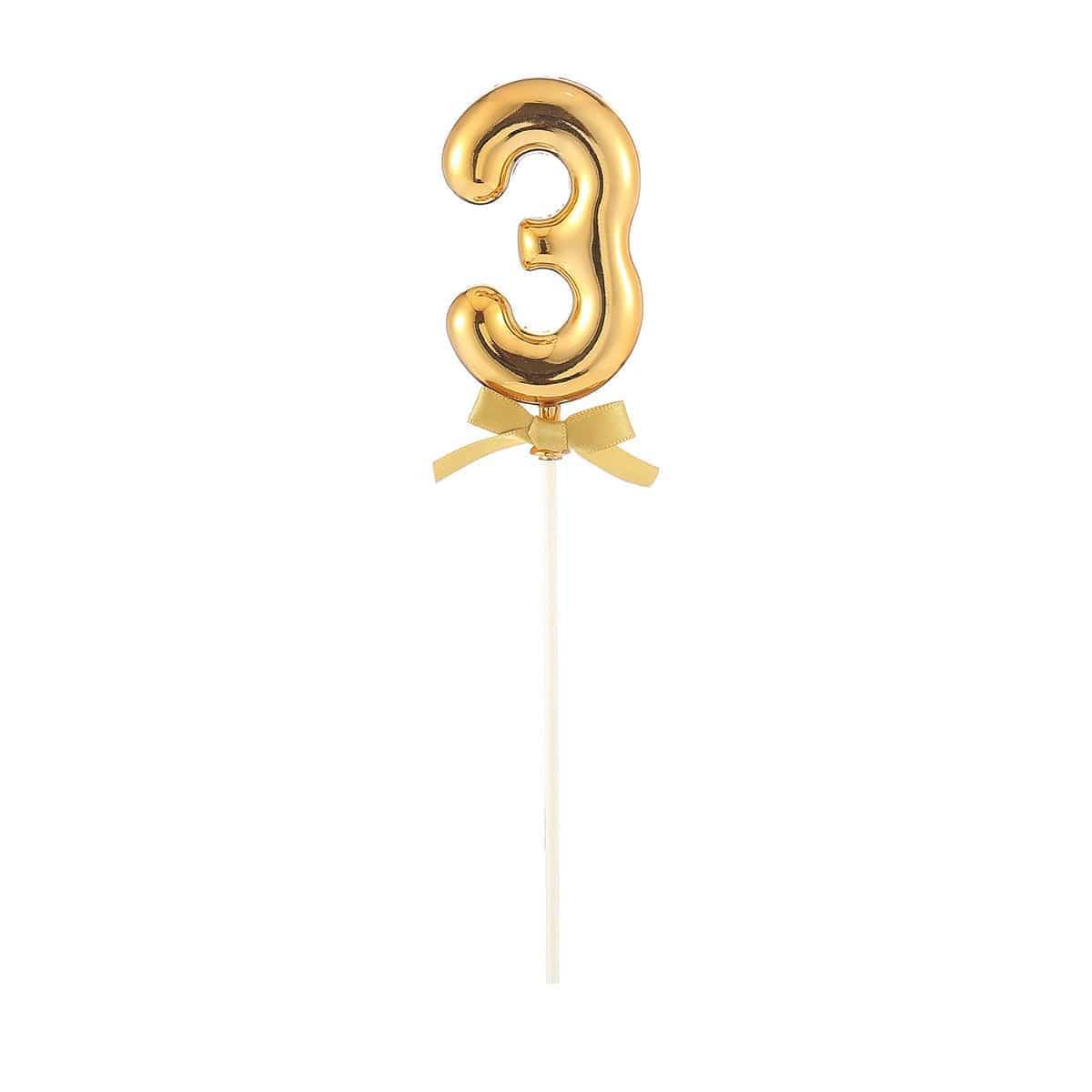 FUNNY FASHION USA Cake Supplies Cake Topper #3, Gold