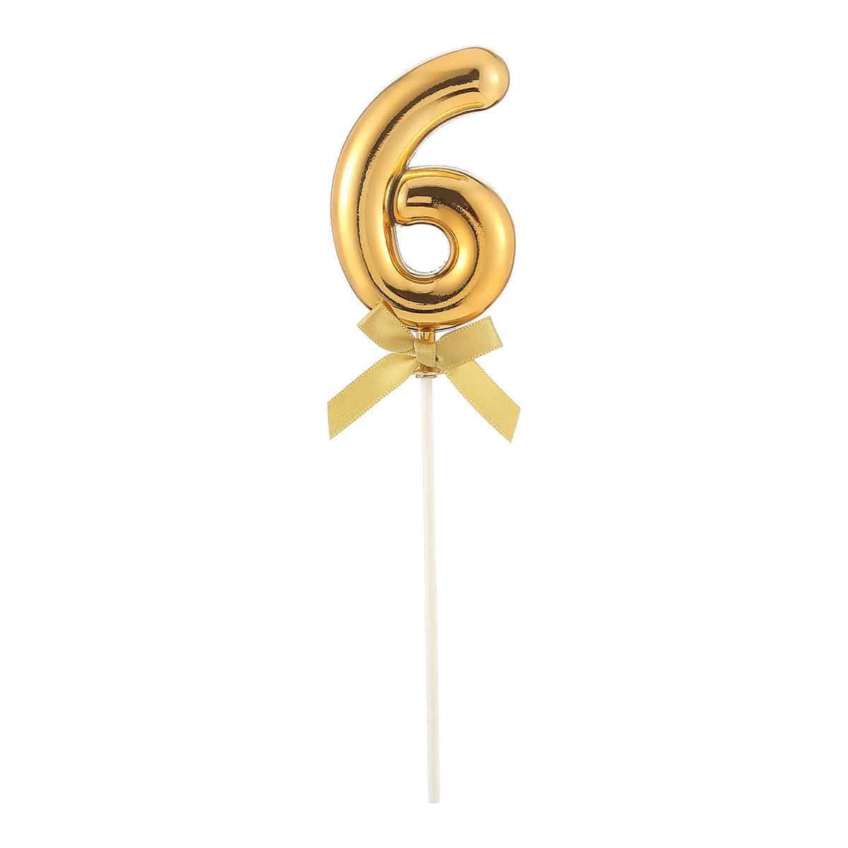 FUNNY FASHION USA Cake Supplies Cake Topper #6, Gold