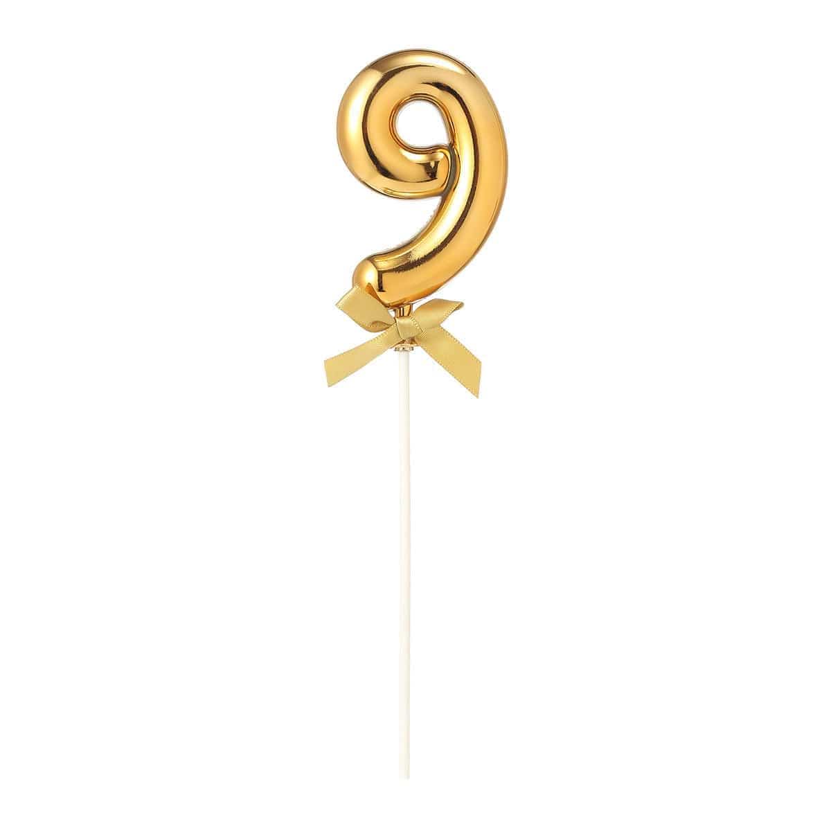 FUNNY FASHION USA Cake Supplies Cake Topper #9, Gold