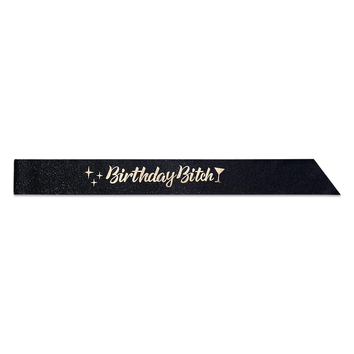 FUZHOU CANGSHAN HAYLYAN ARTS & CRAFTS CO.,Ltd General Birthday Glitter Sash, "Birthday Bitch", Black