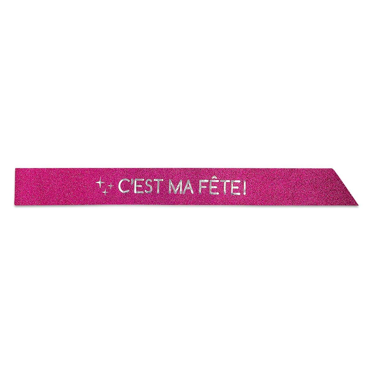FUZHOU CANGSHAN HAYLYAN ARTS & CRAFTS CO.,Ltd General Birthday Glitter Sash, ''C'est ma fête !'', Pink