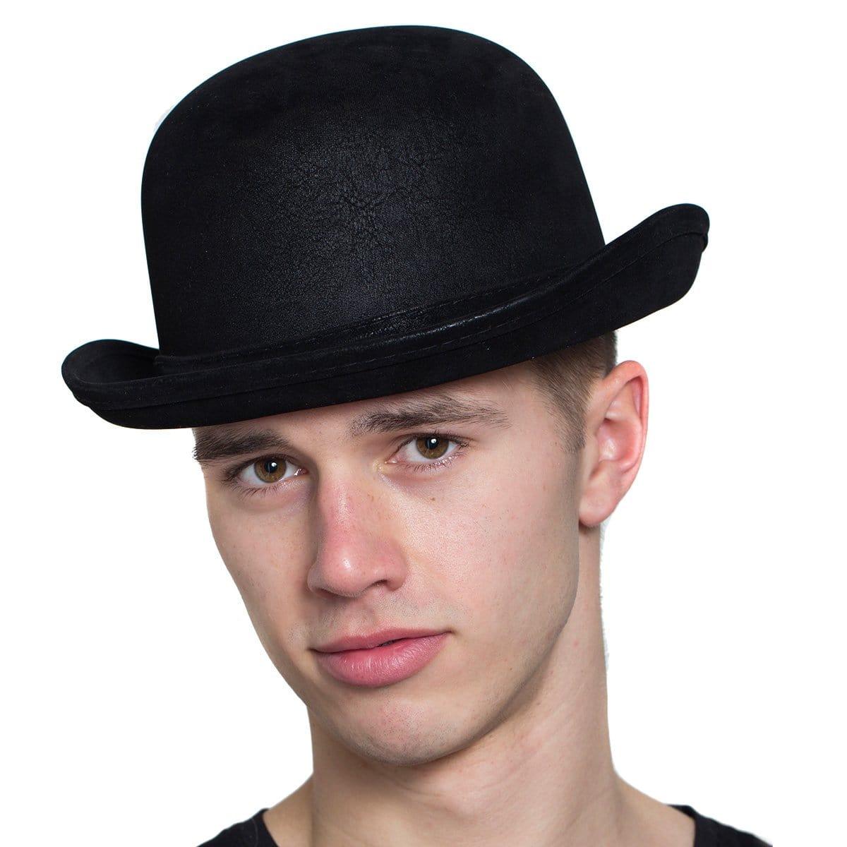 Buy Costume Accessories Black leatherlike derby hat for adults sold at Party Expert