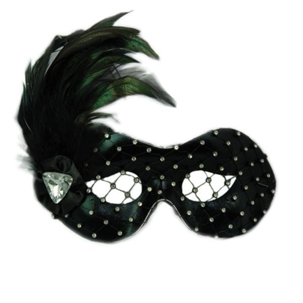 Buy Costume Accessories Black venetian mask with rhinestones and feathers sold at Party Expert
