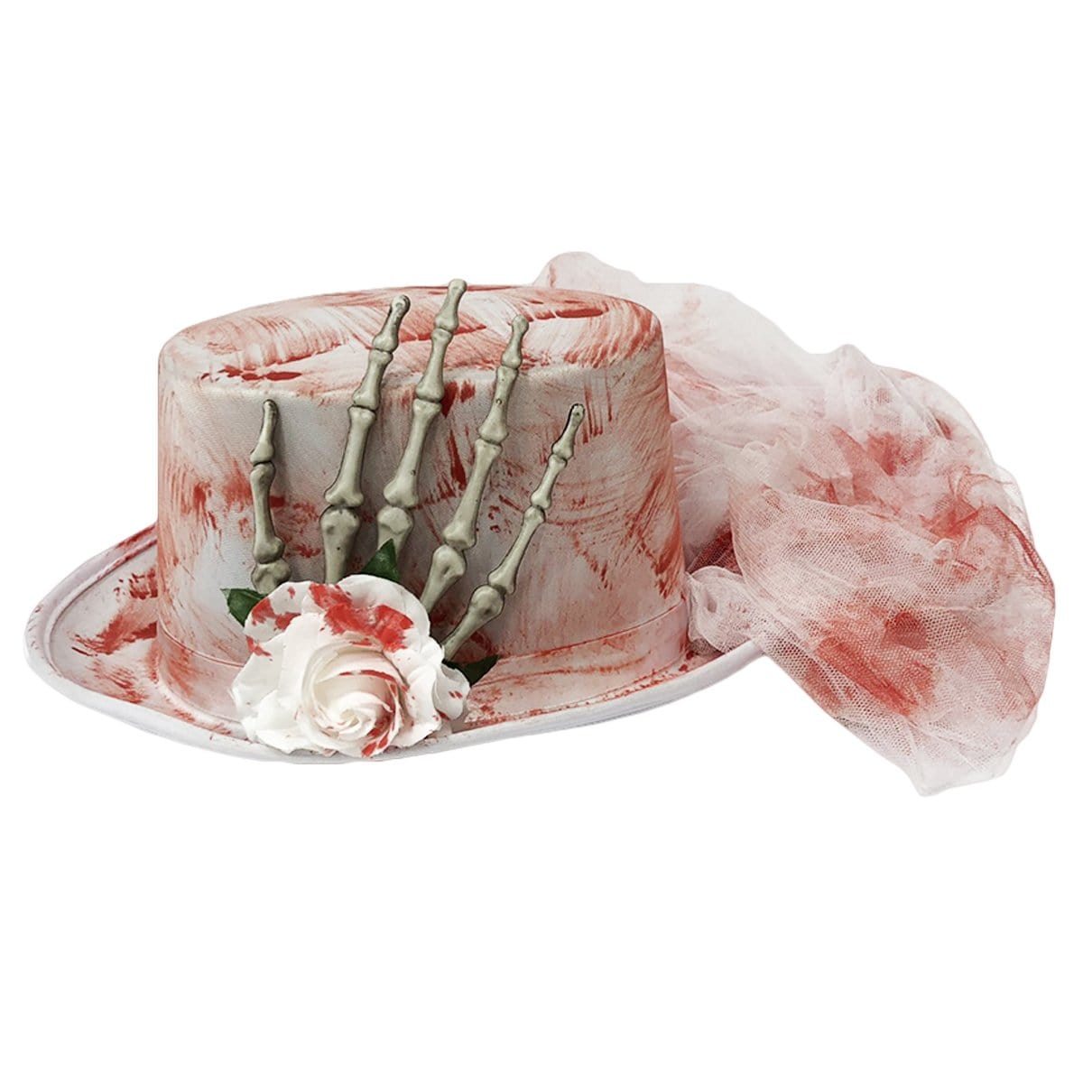 Buy Costume Accessories Bloody hat with skeleton hand for adults sold at Party Expert