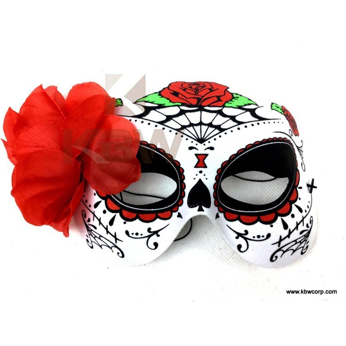 Buy Costume Accessories Day of the dead mask with flower sold at Party Expert