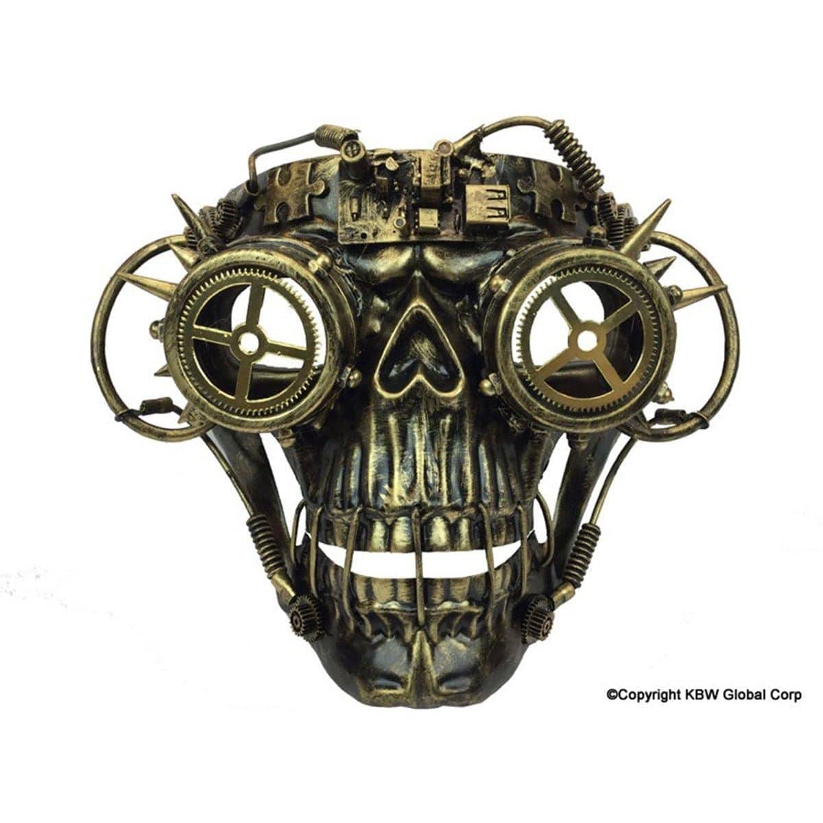 Buy Costume Accessories Gold steampunk skull mask with goggles sold at Party Expert