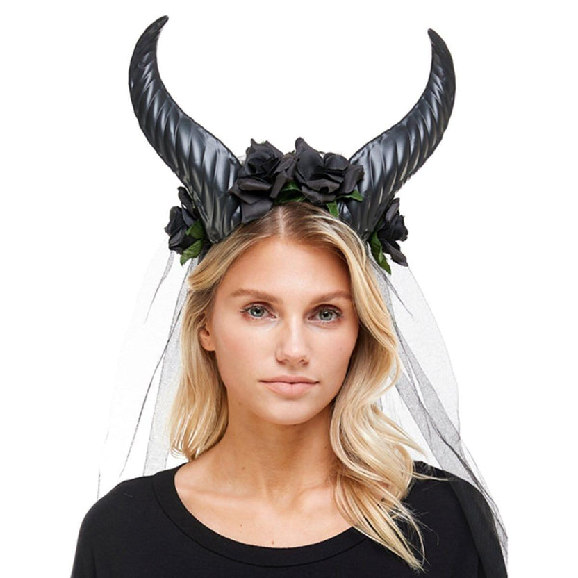 Horn Headband with Veil for Adults Party Expert