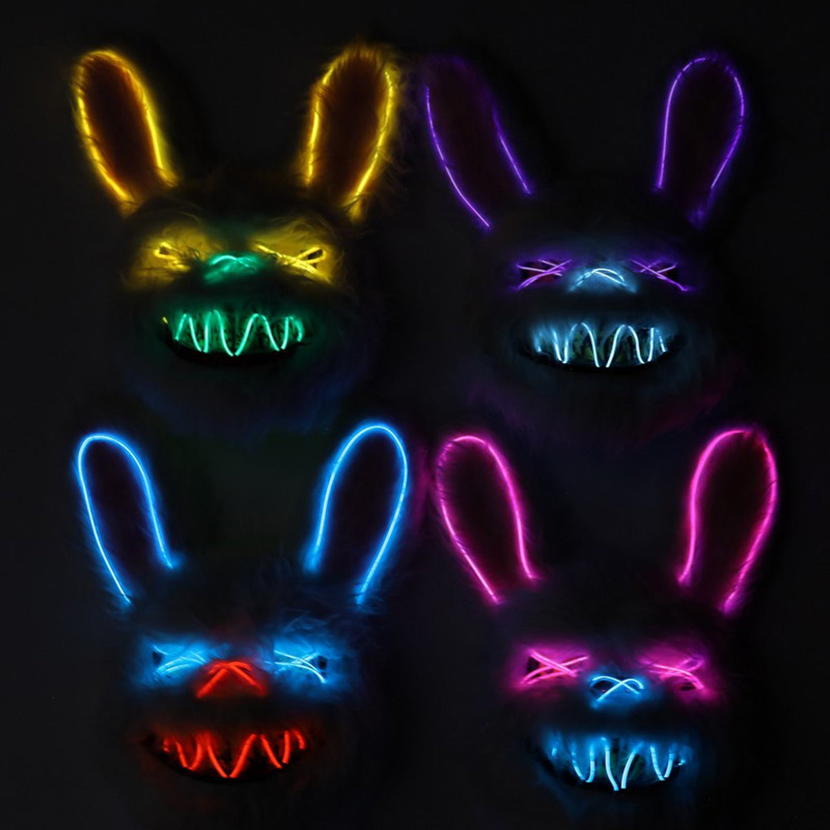 KBW GLOBAL CORP Costume Accessories LED Bunny Mask for adults, Assortement, 1 Count 831687041341