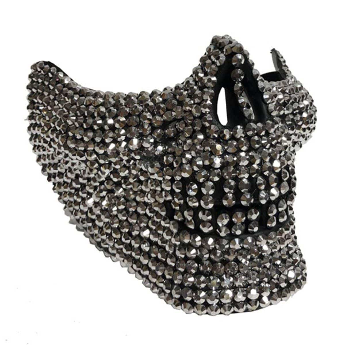 Skeleton Rhinestone Face Silver Rhinestone Skeleton Half Mask | Party Expert