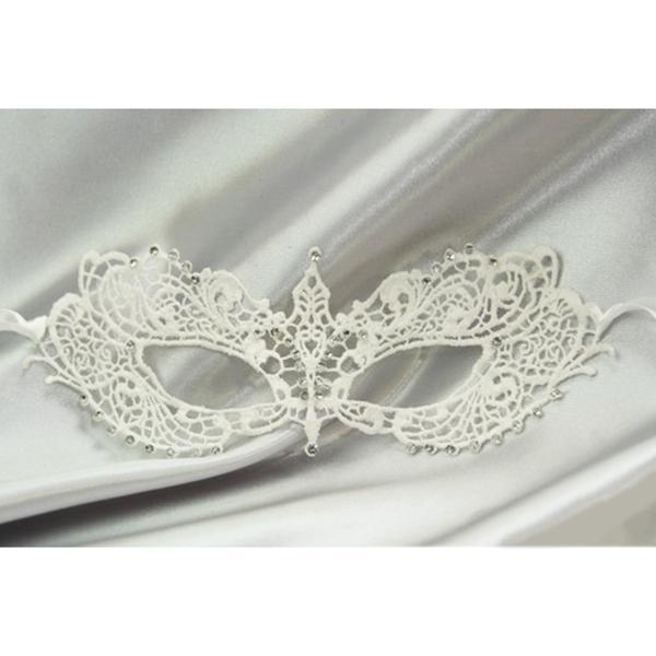 Buy Costume Accessories White brocade lace masquerade mask sold at Party Expert