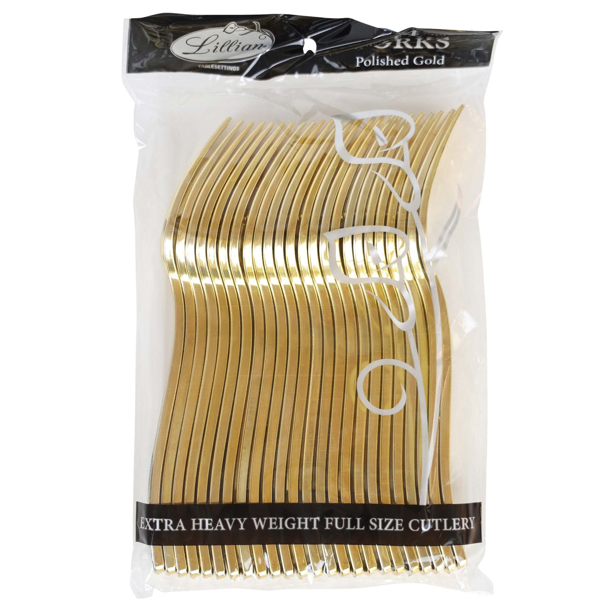 KINGZAK INDUSTRIES INC Disposable-Plasticware Gold Plastic Forks, 24 Count
