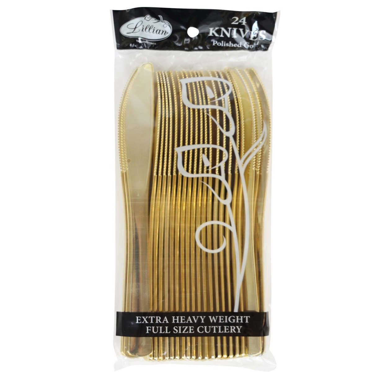 KINGZAK INDUSTRIES INC Disposable-Plasticware Gold Plastic Knives, 24 Count 763615372893