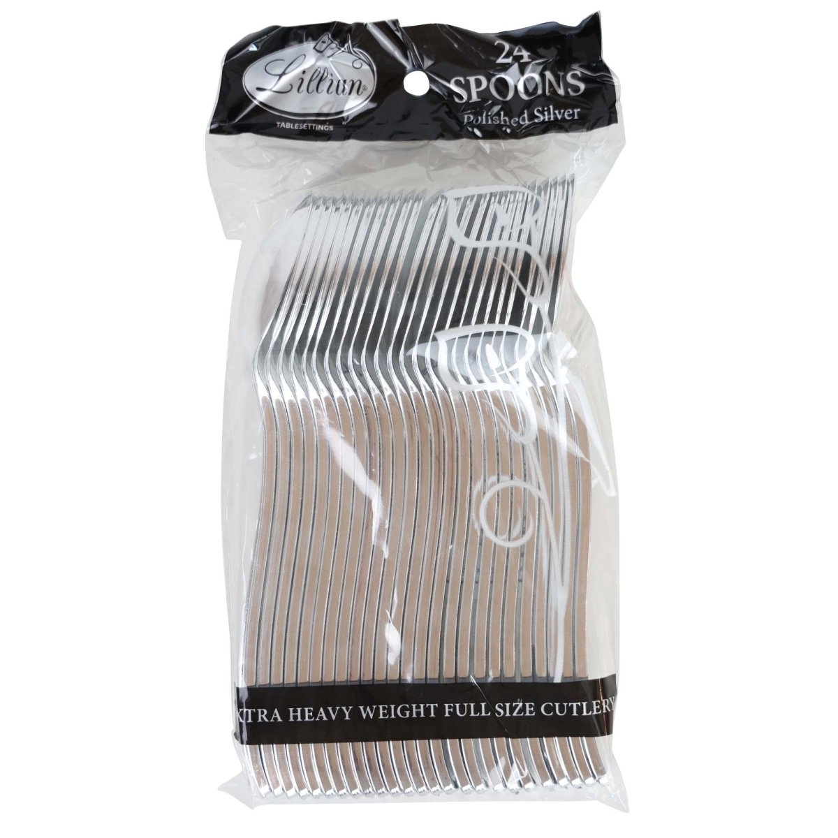 KINGZAK INDUSTRIES INC Disposable-Plasticware Silver Plastic Spoons, 24 Count 763615372770