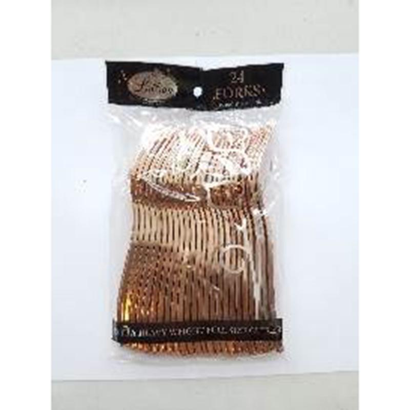 Buy Plasticware Rose Gold - Plastic Fork 24/pkg sold at Party Expert