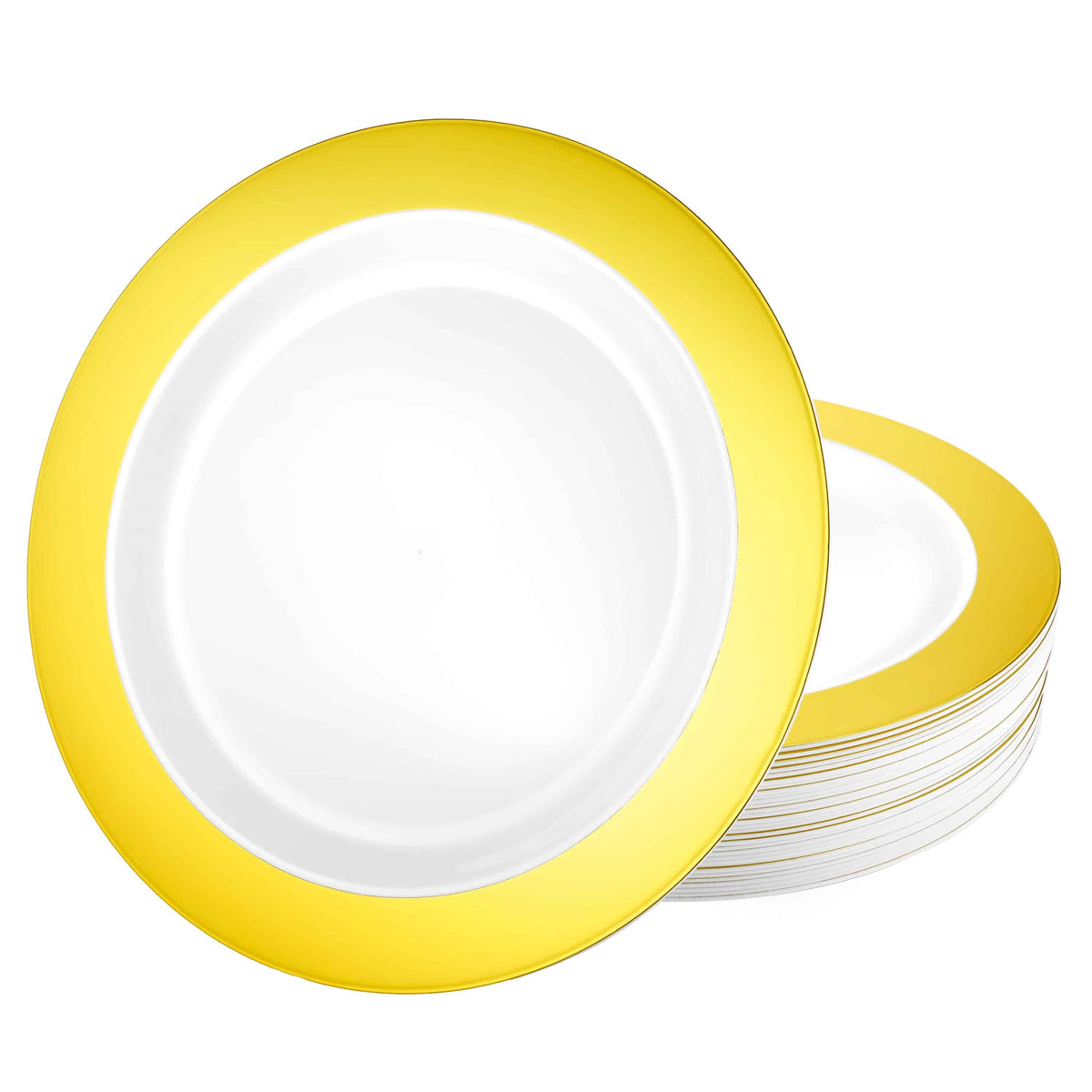 Buy plasticware Round Plates 10In., White & Gold, 10 Count sold at Party Expert