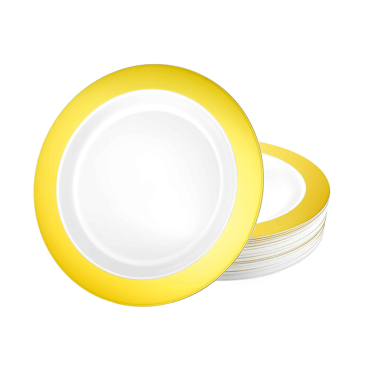 Buy plasticware Round Plates 7In., White & Gold, 10 Count sold at Party Expert