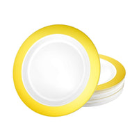 Buy plasticware Round Plates 7In., White & Gold, 10 Count sold at Party Expert