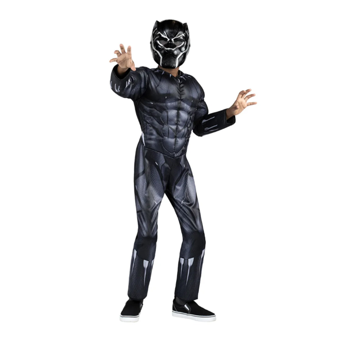 KROEGER Costumes Marvel Avengers Black Panther Costume for Kids, Black Padded Jumpsuit