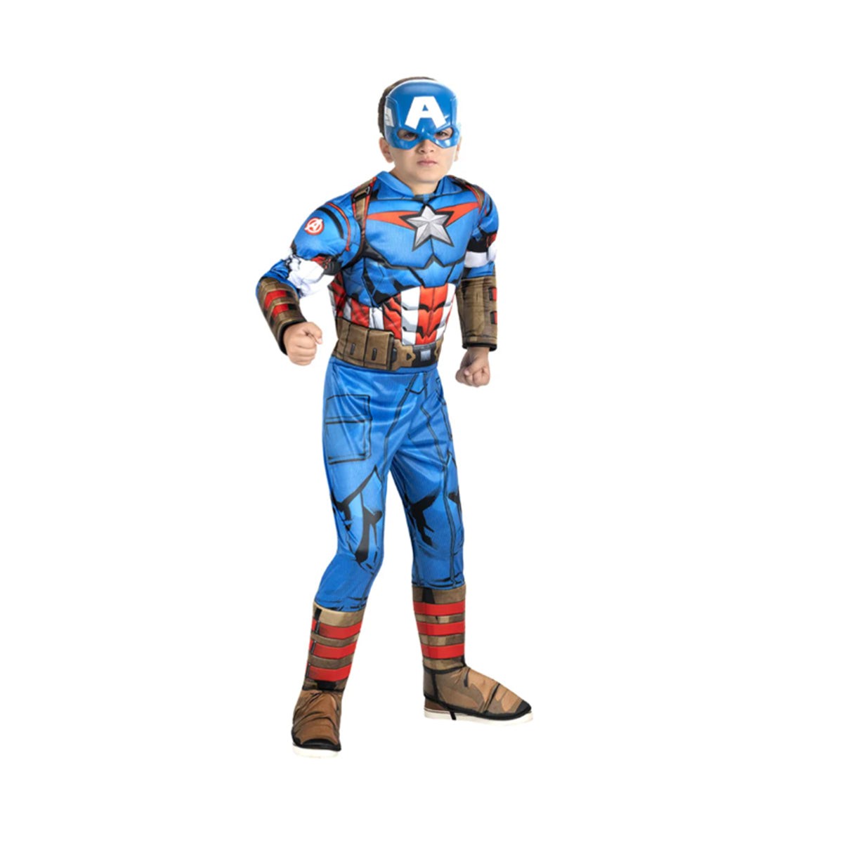 KROEGER Costumes Marvel Avengers Captain America Costume for Kids, Blue and Red Padded Jumpsuit