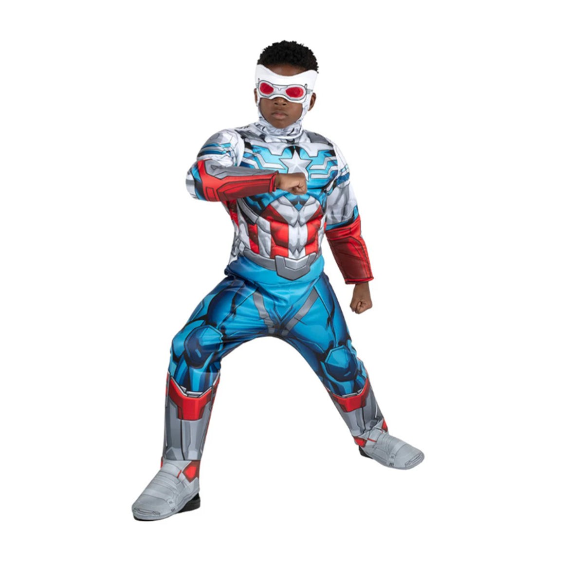 KROEGER Costumes Marvel Avengers Falcon Costume for Kids, Blue and Red Padded Jumpsuit