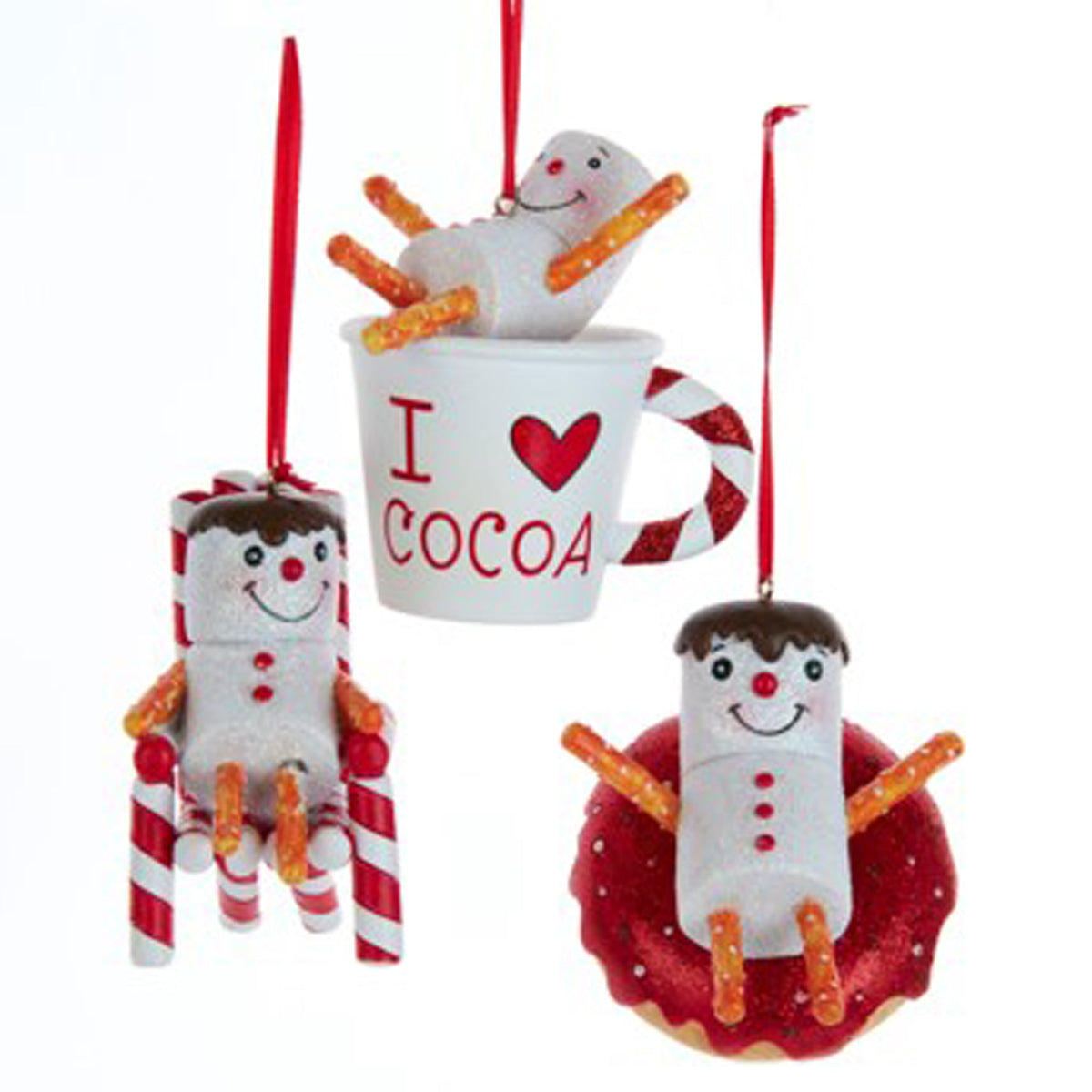 KURT S. ADLER INC Christmas Marshmallow Ornaments, 3,7 Inches, Assortment, 1 Counts 086131637049