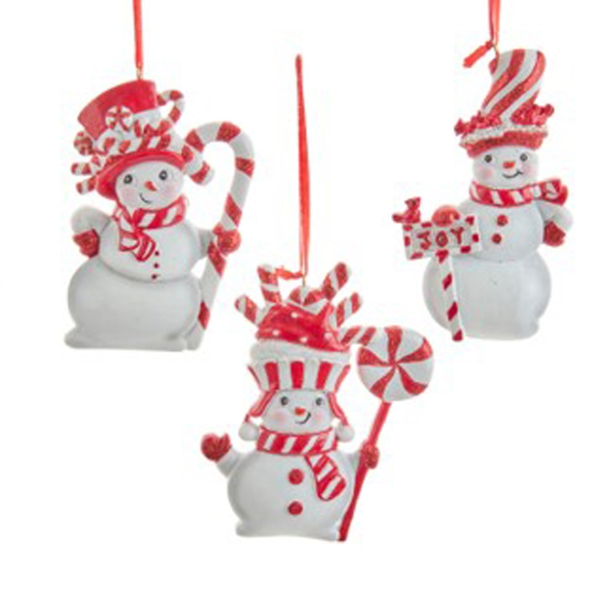 KURT S. ADLER INC Christmas Peppermint Snowman Ornaments, 4 Inches, Assortment, 1 Count 086131635298