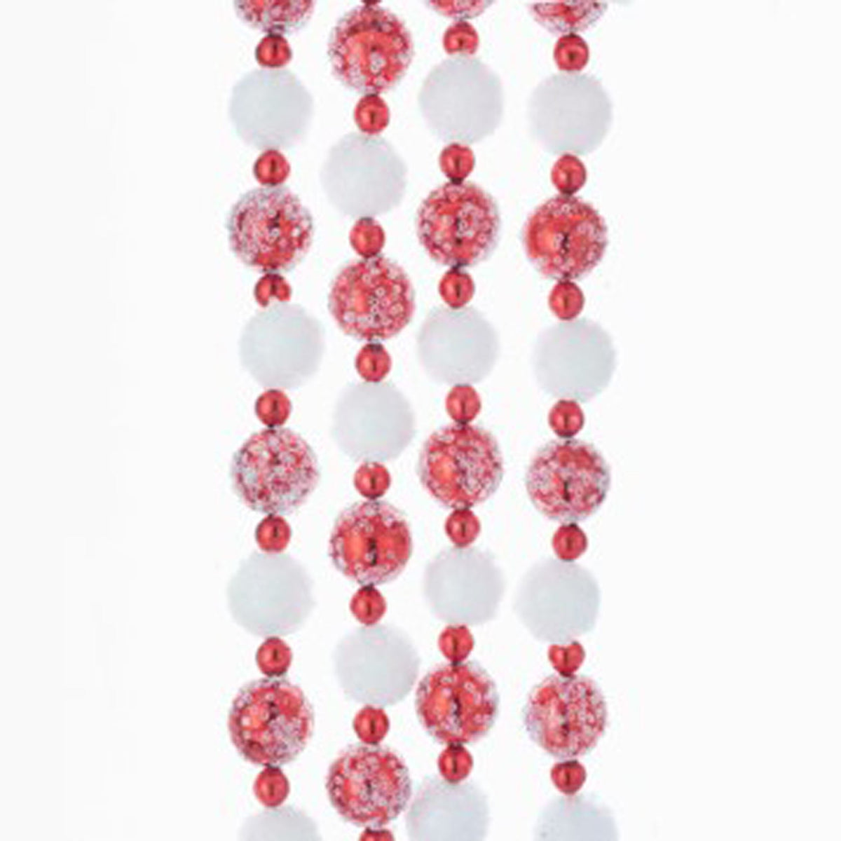 KURT S. ADLER INC Christmas Red and White Frosted Beaded Garland, 72 Inches, 1 Count