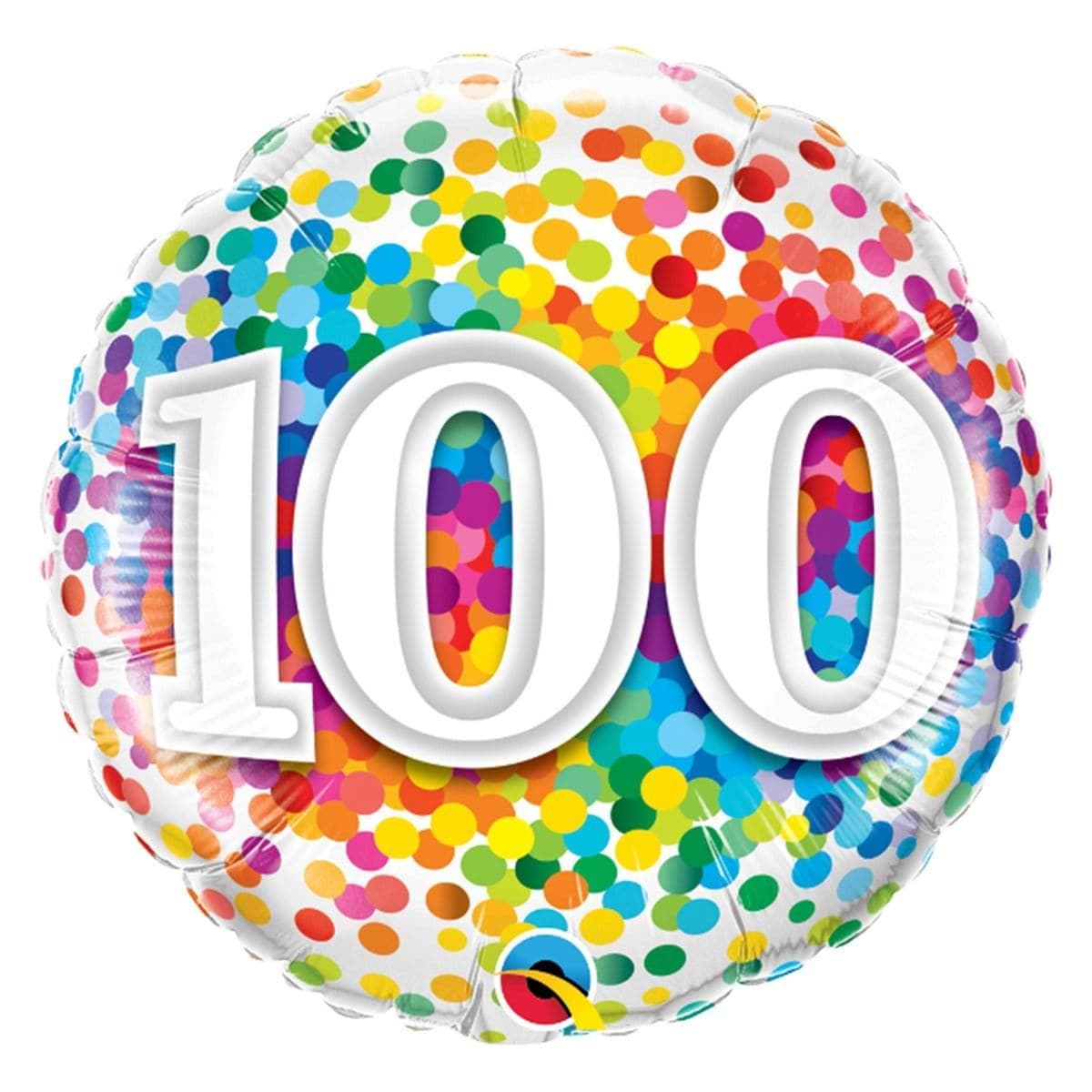 Buy Balloons 100th Birthday Rainbow Confetti Foil Balloon, 18 Inches sold at Party Expert