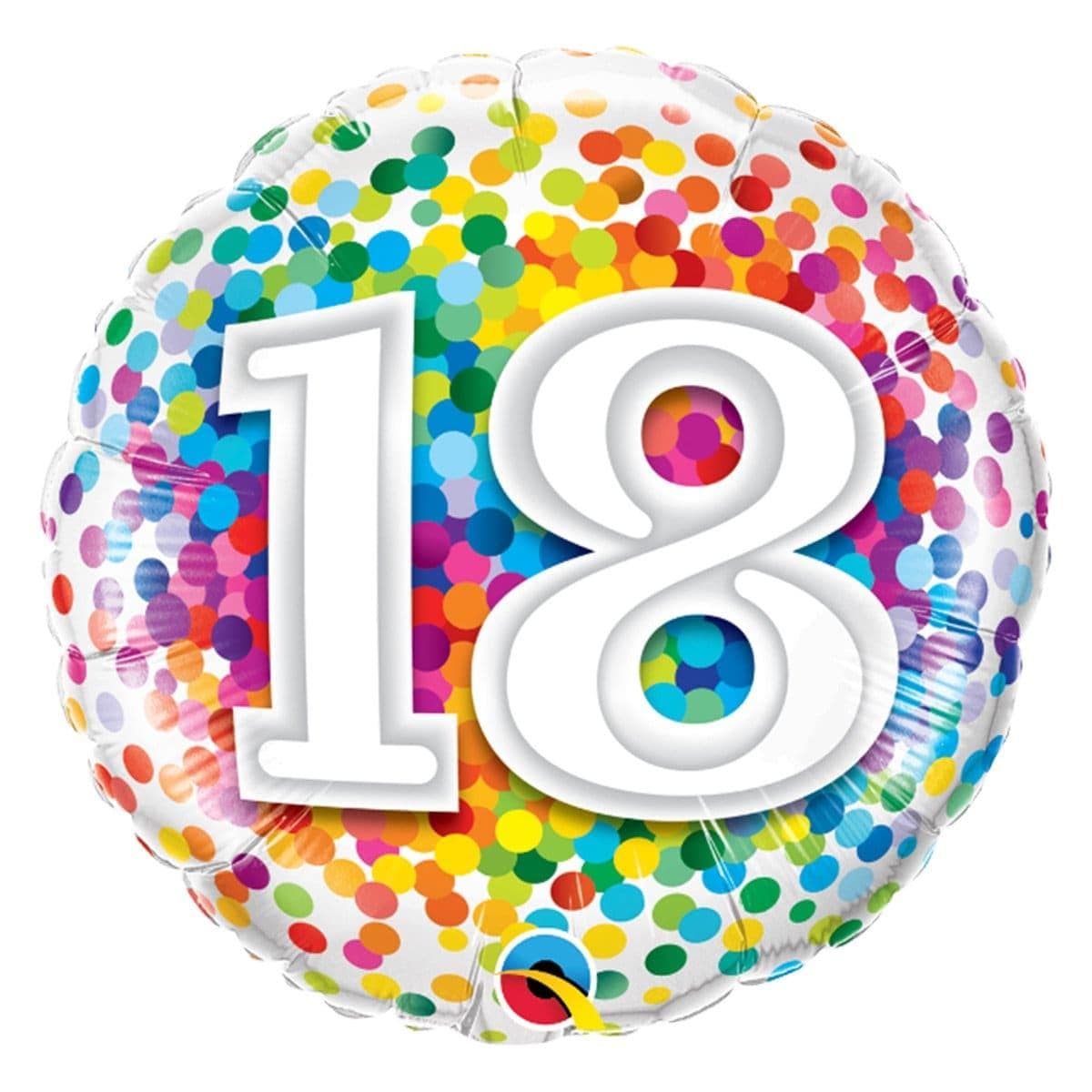 Buy Balloons 18th Birthday Rainbow Confetti Foil Balloon, 18 Inches sold at Party Expert
