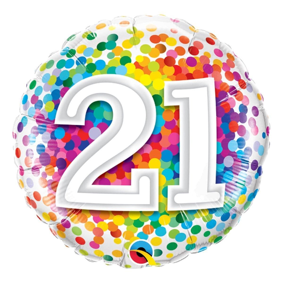 Buy Balloons 21st Birthday Rainbow Confetti Foil Balloon, 18 Inches sold at Party Expert