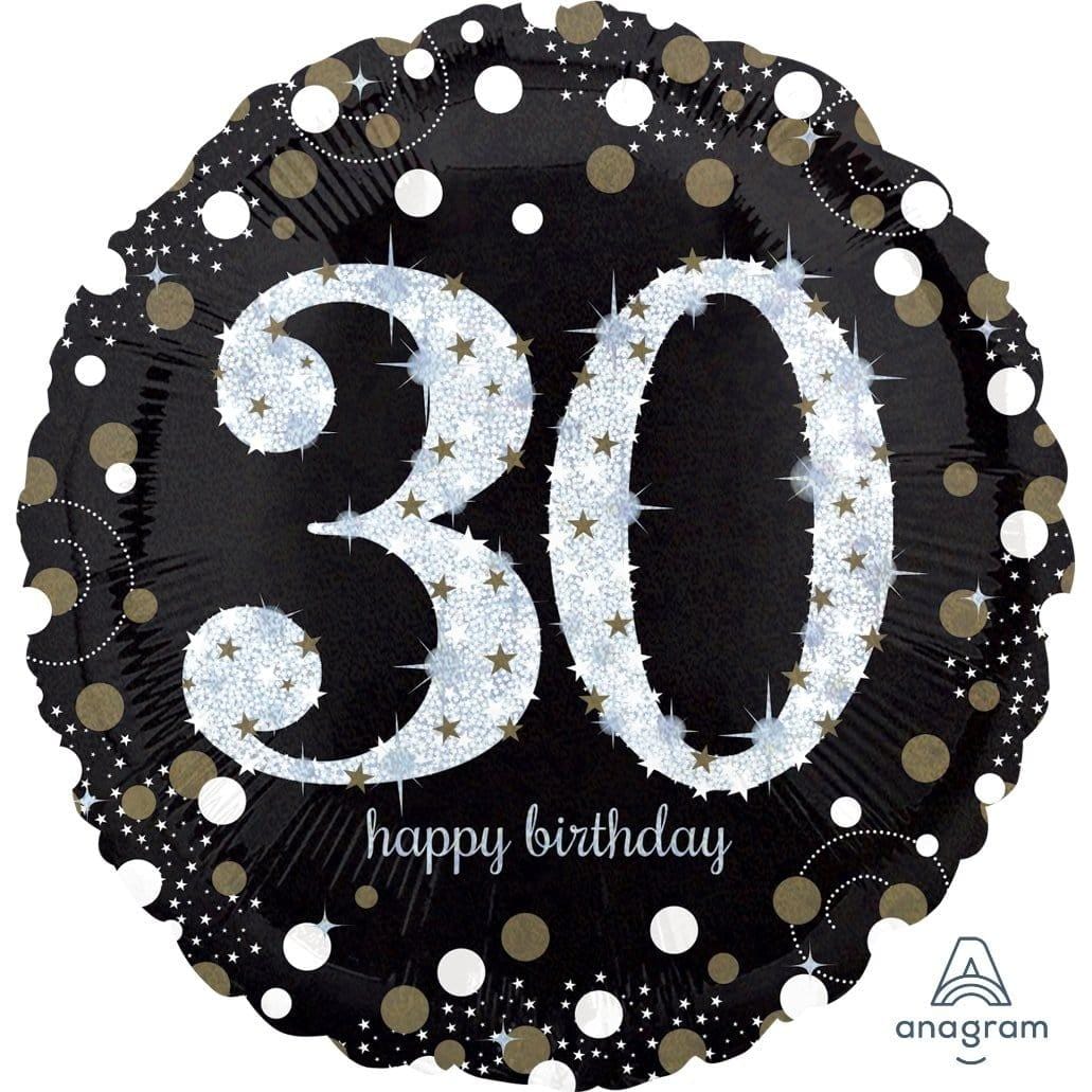 Buy Balloons 30th Birthday Black And Gold Foil Balloon, 18 Inches sold at Party Expert