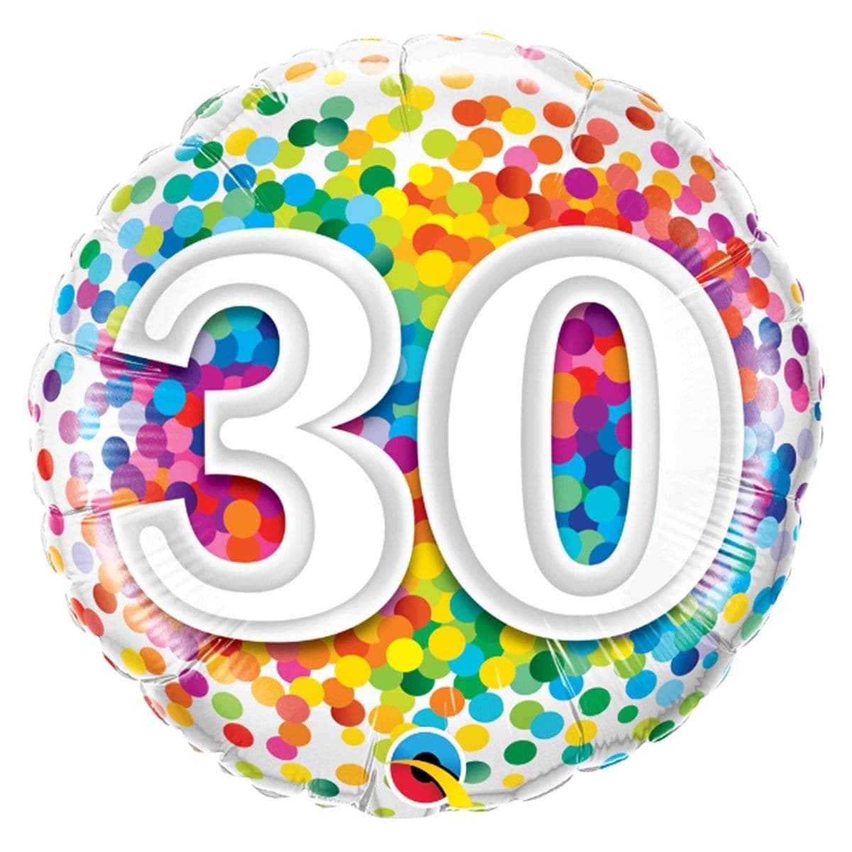 Buy Balloons 30th Birthday Rainbow Confetti Foil Balloon, 18 Inches sold at Party Expert