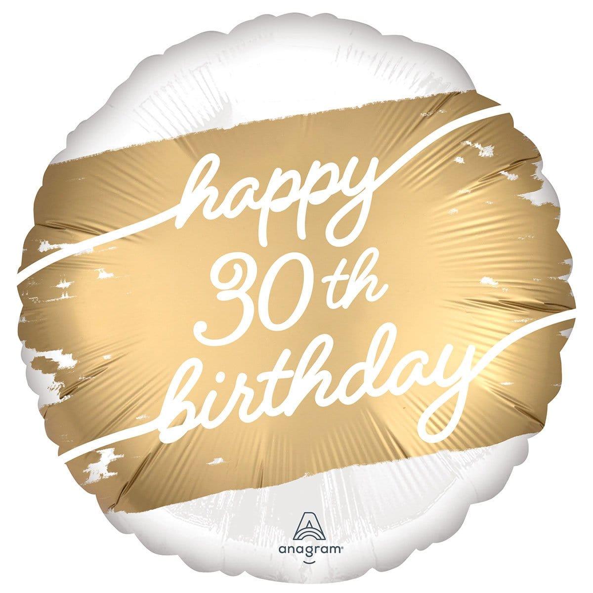 Buy Balloons 30th Gold Birthday Foil Balloon, 18 Inches sold at Party Expert