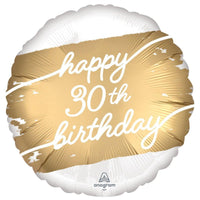 Buy Balloons 30th Gold Birthday Foil Balloon, 18 Inches sold at Party Expert