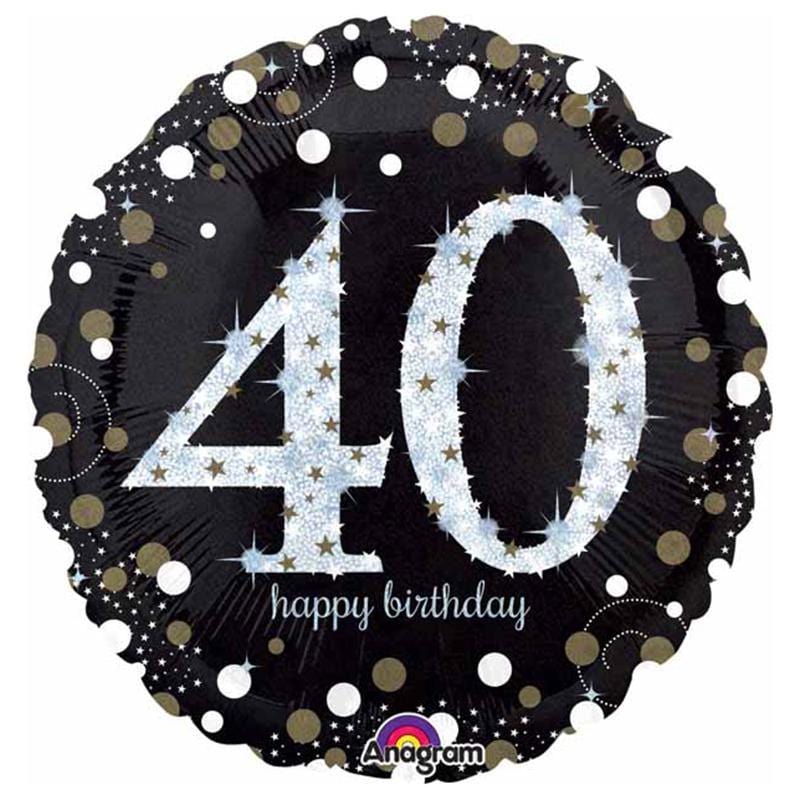 Buy Balloons 40th Birthday Black And Gold Foil Balloon, 18 Inches sold at Party Expert