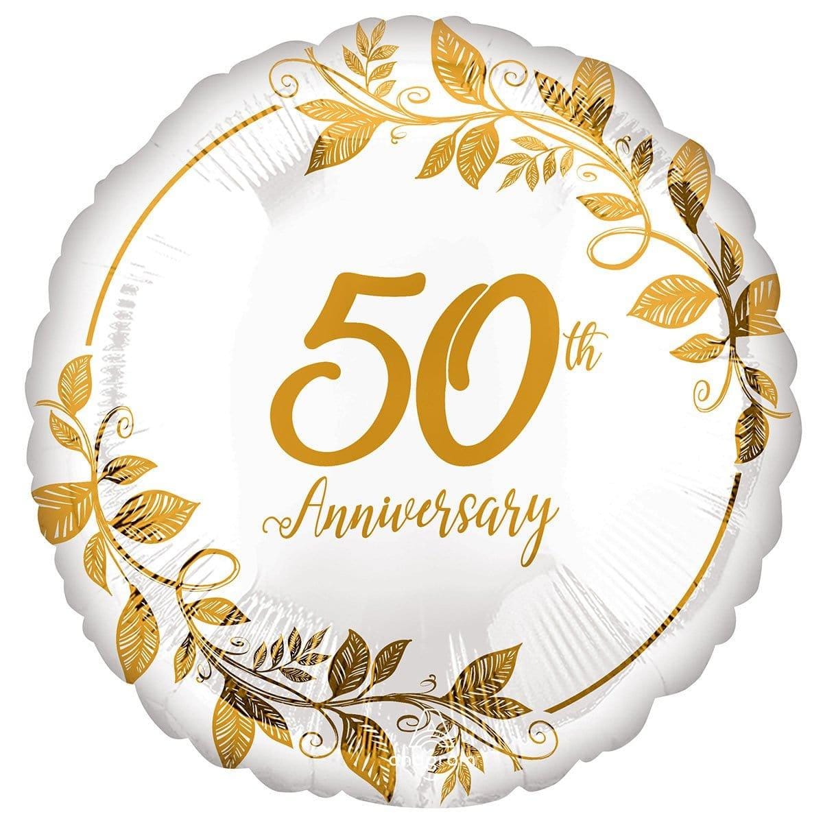 Buy Balloons 50th Anniversary Foil Balloon, 18 Inches sold at Party Expert