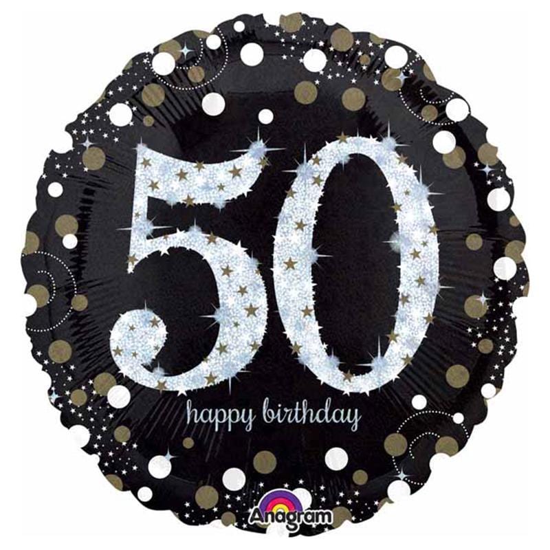 Buy Balloons 50th Birthday Black And Gold Foil Balloon, 18 Inches sold at Party Expert