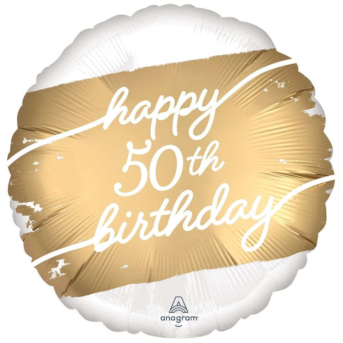 Buy Balloons 50th Gold Birthday Foil Balloon, 18 Inches sold at Party Expert