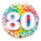 Buy Balloons 80th Birthday Rainbow Confetti Foil Balloon, 18 Inches sold at Party Expert
