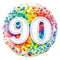 Buy Balloons 90th Birthday Rainbow Confetti Foil Balloon, 18 Inches sold at Party Expert