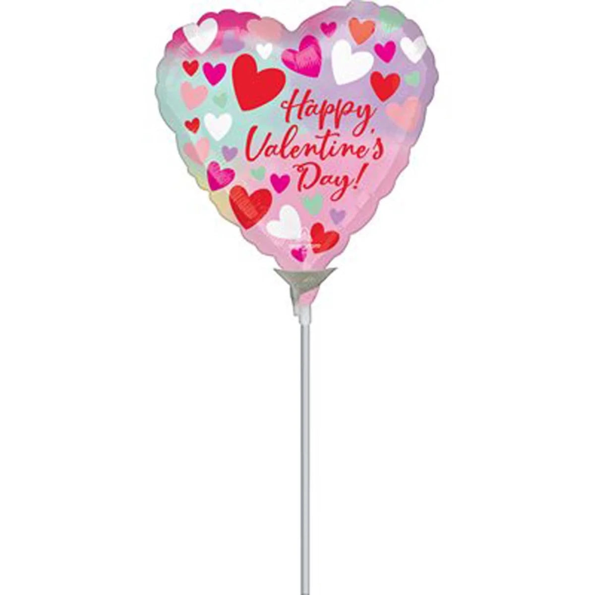 LE GROUPE BLC INTL INC Balloons Air Filled "Happy Valentine's Day!" Pastel Colored Heart Shape Foil Balloon, 9 Inches, 1 Count
