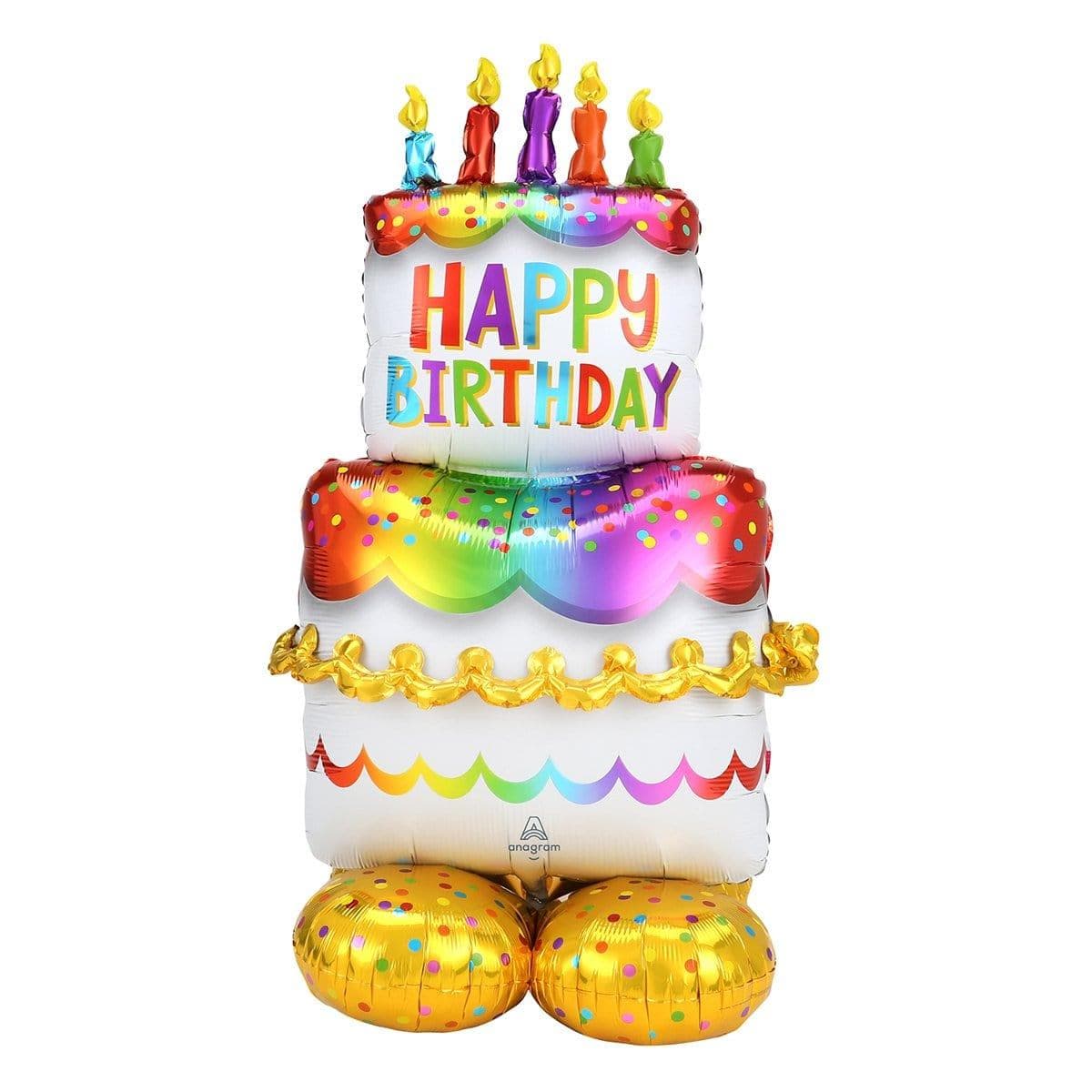 Buy Balloons Birthday Cake "Happy Birthday" Airloonz Standing Foil Air-Filled Balloon sold at Party Expert