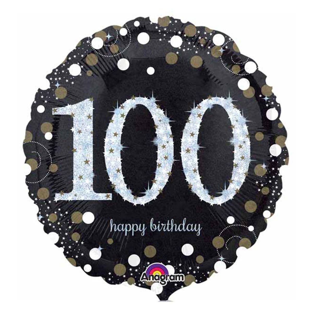 Buy Balloons Black And Gold 100th Birthday Foil Balloon, 18 Inches sold at Party Expert