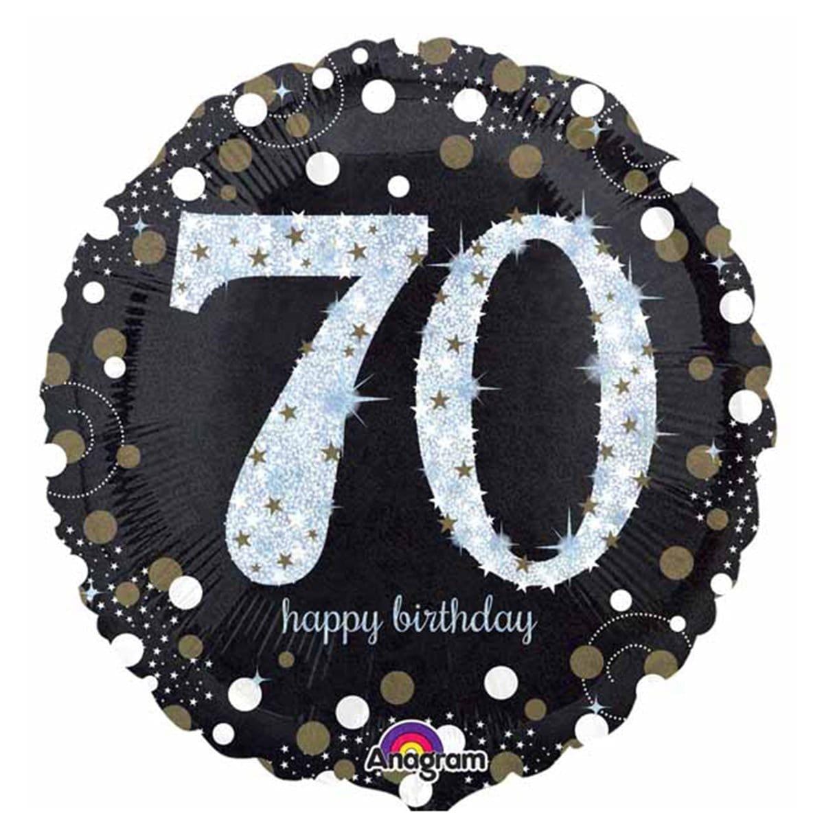 Buy Balloons Black And Gold 70th Birthday Foil Balloon, 18 Inches sold at Party Expert