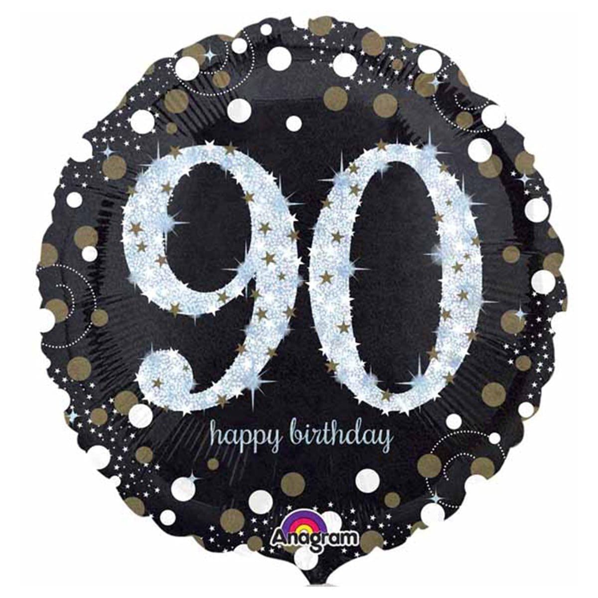 Buy Balloons Black And Gold 90th Birthday Foil Balloon, 18 Inches sold at Party Expert