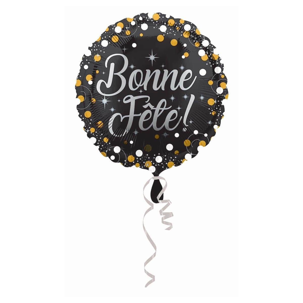 Buy Balloons Black and Gold Bonne Fête Foil Balloon, 18 Inches sold at Party Expert