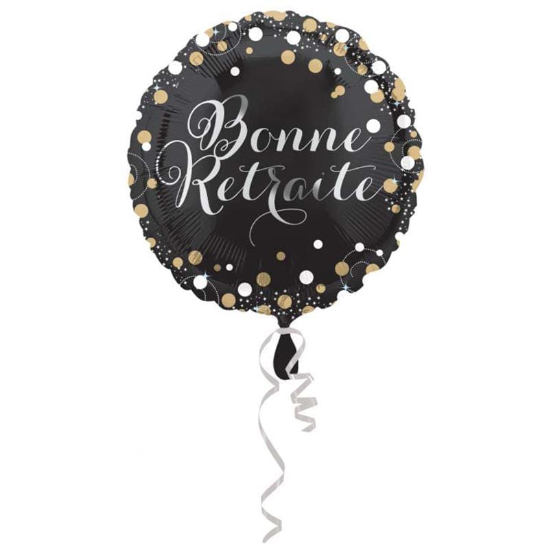 Buy Balloons Black And Gold Bonne Retraite Foil Balloon, 18 Inches sold at Party Expert