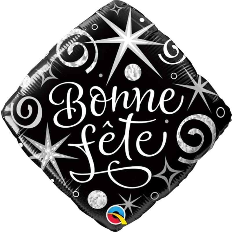 Buy Balloons Black And Silver Bonne Fête Foil Balloon, 18 Inches sold at Party Expert