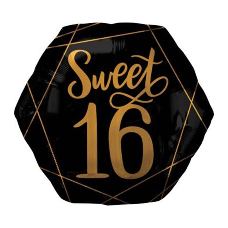 Buy Balloons Black Sweet 16 Foil Balloon, 18 Inches sold at Party Expert