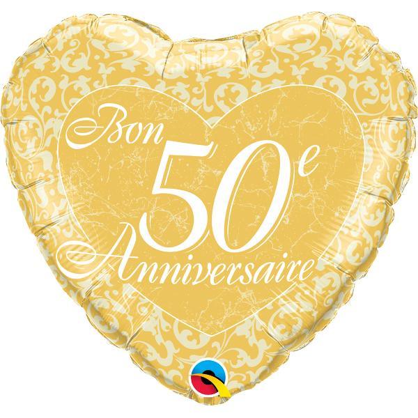Ballons mylar or anniversaire chiffre 50 ans